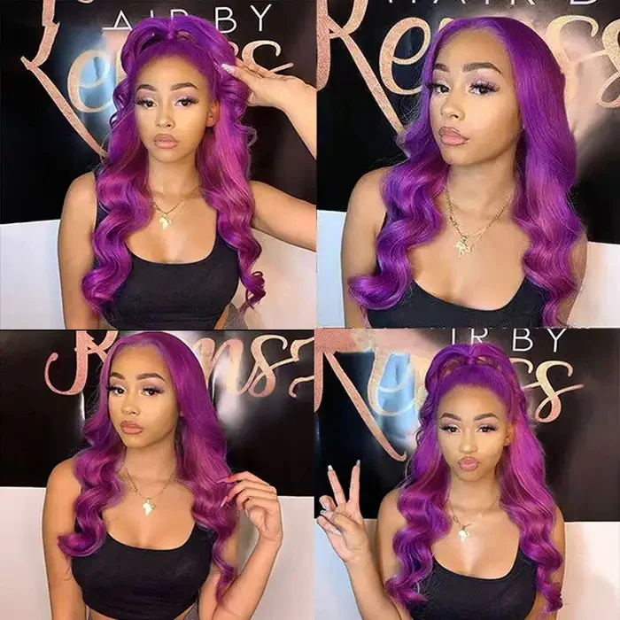 Dorsanee Purple 200% Density 13x4 Lace Front Body Wave Human Hair Wig - Image 5