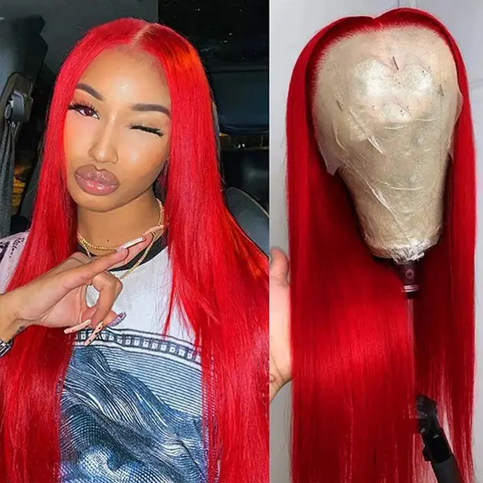 Dorsanee Red Bone Straight Pre Plucked 13x4 Lace Front Human Hair Wigs - Image 3