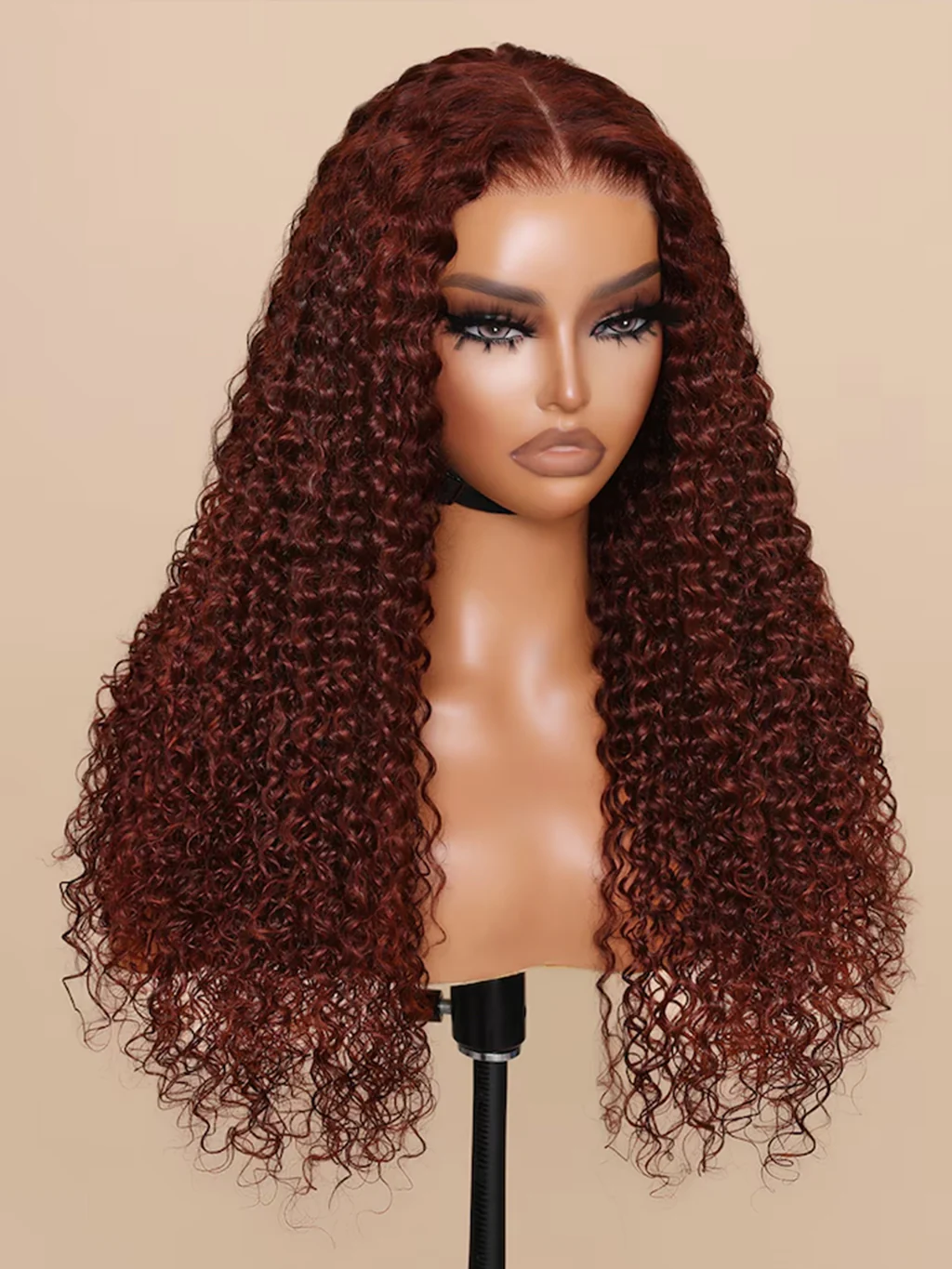 Dorsanee Reddish Brown 250 Density Jerry Curly Hair 5x5/13x4 Lace Front Human Hair Wig - Image 7