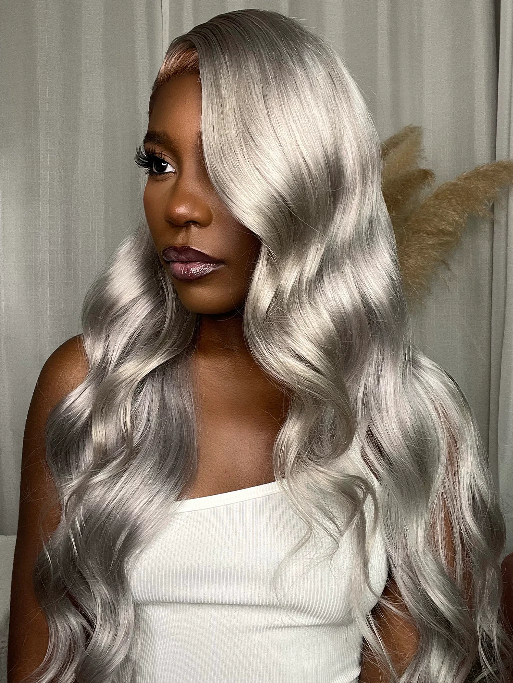 Dorsanee Silver Gray 200% Density 13x4 Lace Front Grey Color Body Wave Human Hair Wigs - Image 3