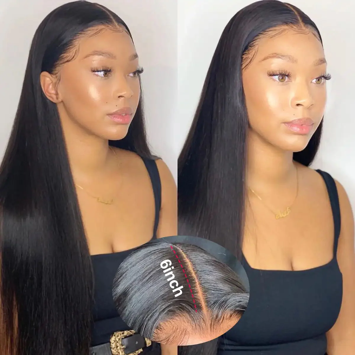 Dorsanee 250 Density Straight 6*6 HD Lace Closure Human Hair Wigs - Image 8