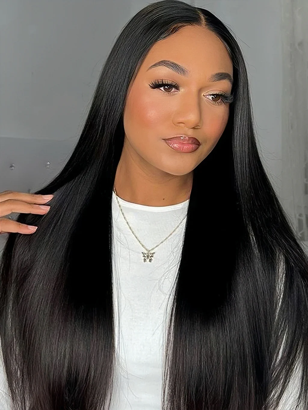 Dorsanee Bone Straight Hair Wig 4x4 Lace Closure Human Hair Wigs 250% Density - Image 3
