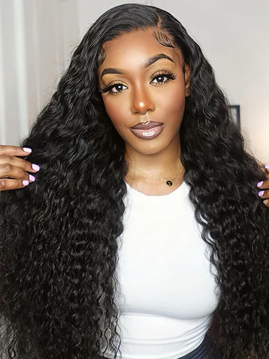 Dorsanee Water Wave 4x4 Lace Closure Human Hair Wigs Virgin Hair 250% Density - Image 4