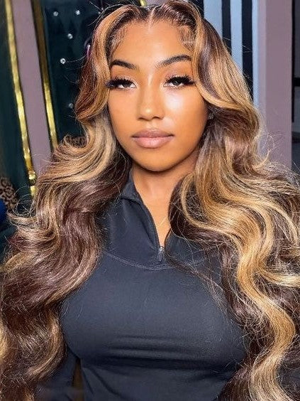 Dorsanee Wear Go Glueless Honey Blonde Brown Highlights Body Wave 6x4 Pre Cut Lace Human Hair Wigs - Image 6