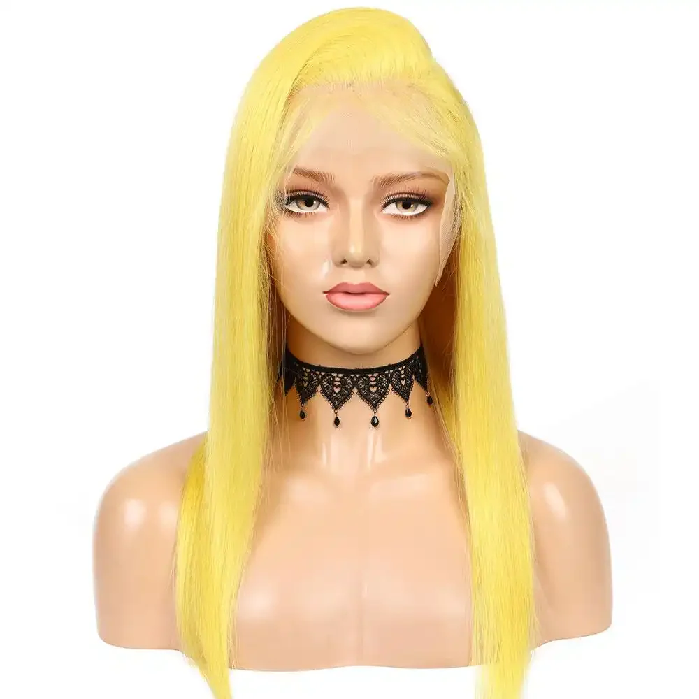Dorsanee Yellow Color 200 Density 13x4 Lace Front Straight Human Hair Wig - Image 9