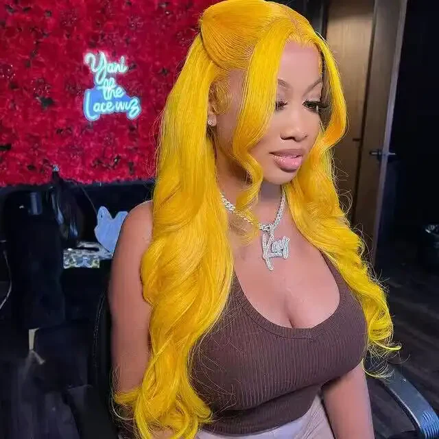 Dorsanee Yellow 200 Density 13×4 Lace Frontal Body Wavy Human Hair Wigs - Image 10