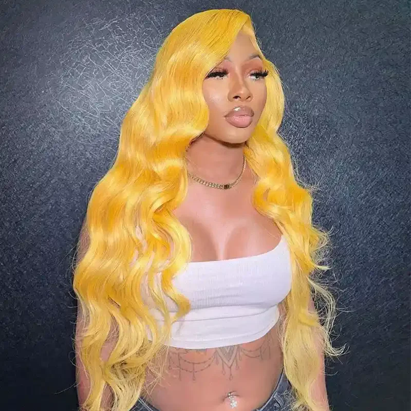 Dorsanee Yellow 200 Density 13×4 Lace Frontal Body Wavy Human Hair Wigs - Image 3