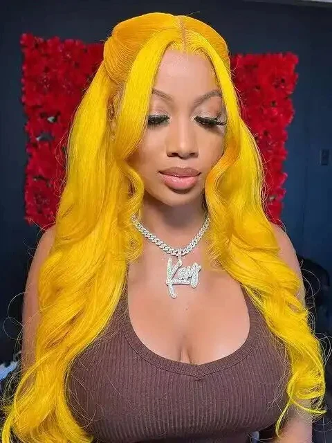 Dorsanee Yellow 200 Density 13×4 Lace Frontal Body Wavy Human Hair Wigs - Image 5