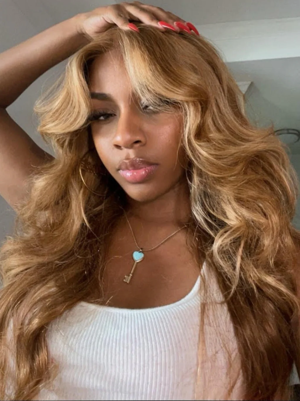 Dorsanee Honey Blonde Light Brown Highlight Body Wave 13x4 Lace Front Human Hair Wigs - Image 3