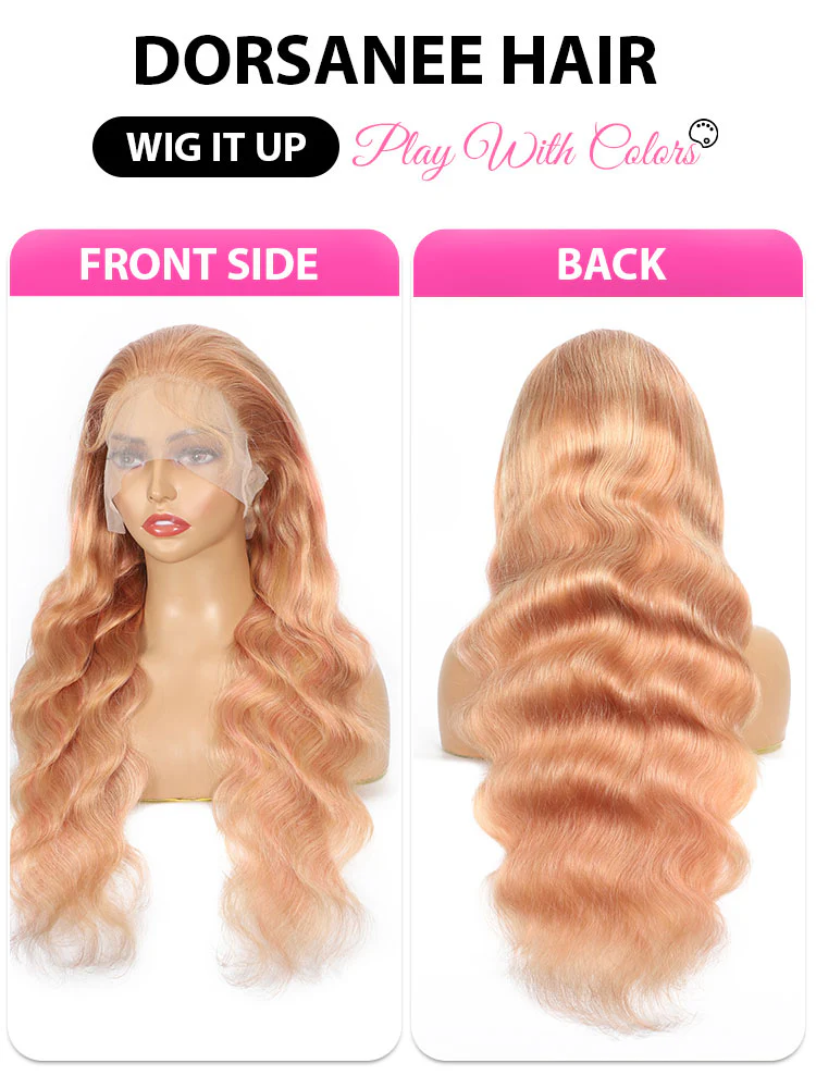 Dorsanee Milk Tea Brown With Pink Blonde Highlight 13x4 HD Lace Front Body Wave Hair Wig - Image 7