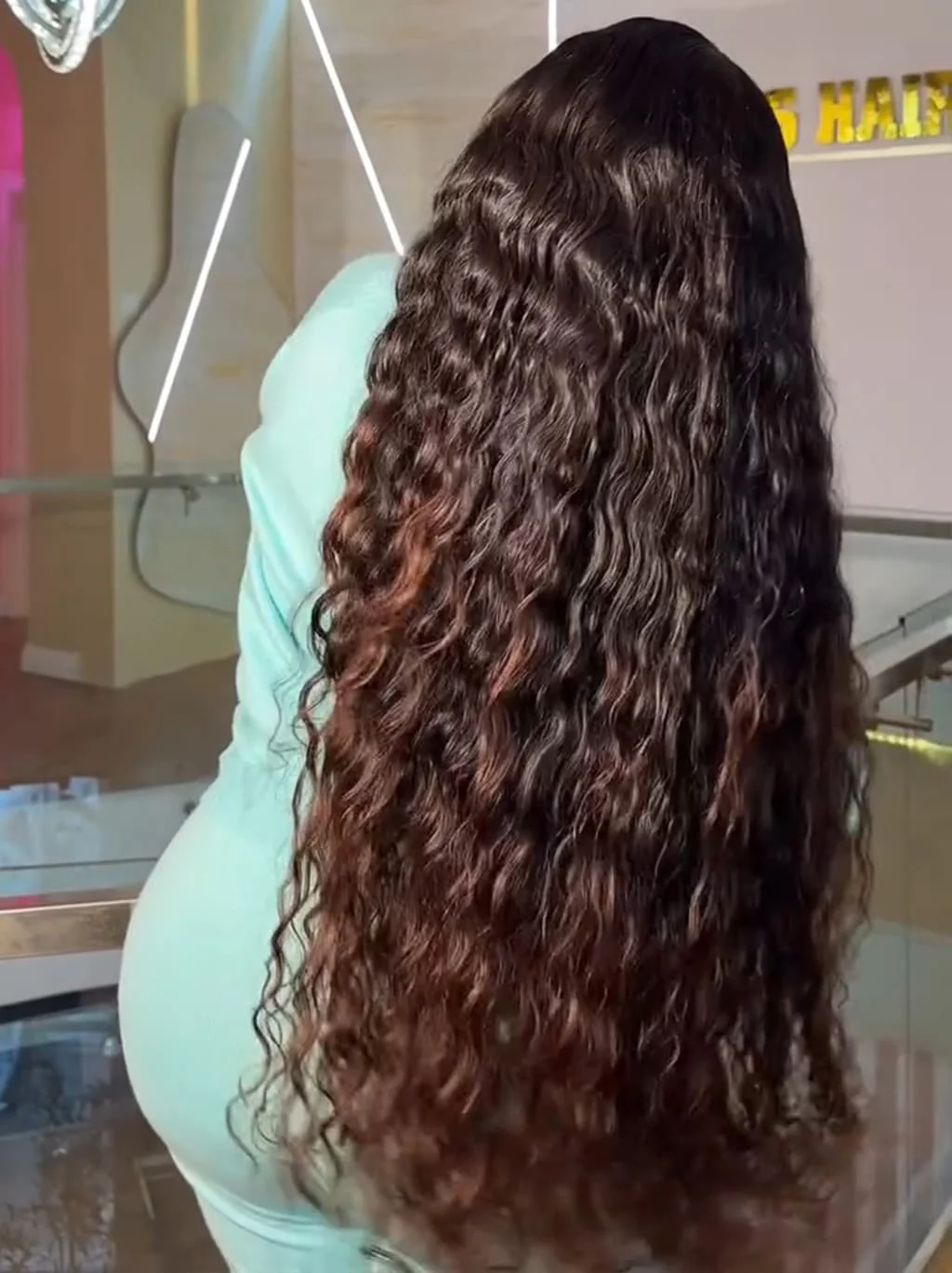 Dorsanee Ombre Black Brown Beach Water Wave 13X4 Lace Front Human Hair Wigs 250 300 Density - Image 3
