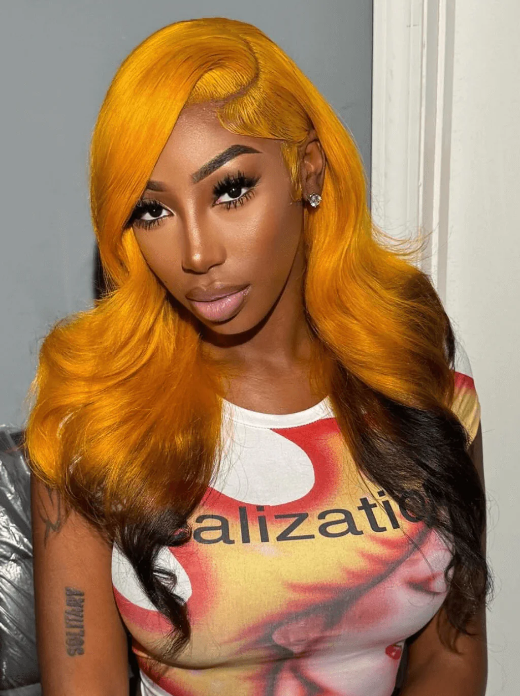 Dorsanee Ombre Ginger Black Body Wave 13x4 HD Lace Front Virgin Human Hair Wigs - Image 2