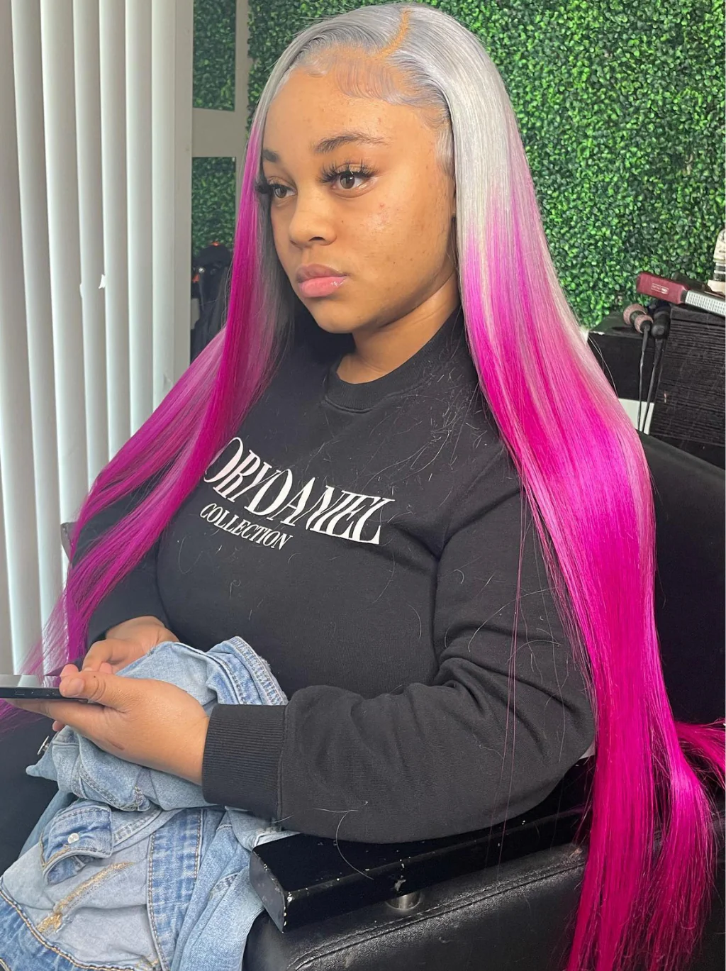 Dorsanee Ombre Gray Cranberry Violet Red two Tones 13x4 Lace Front Human Hair Wigs - Image 2