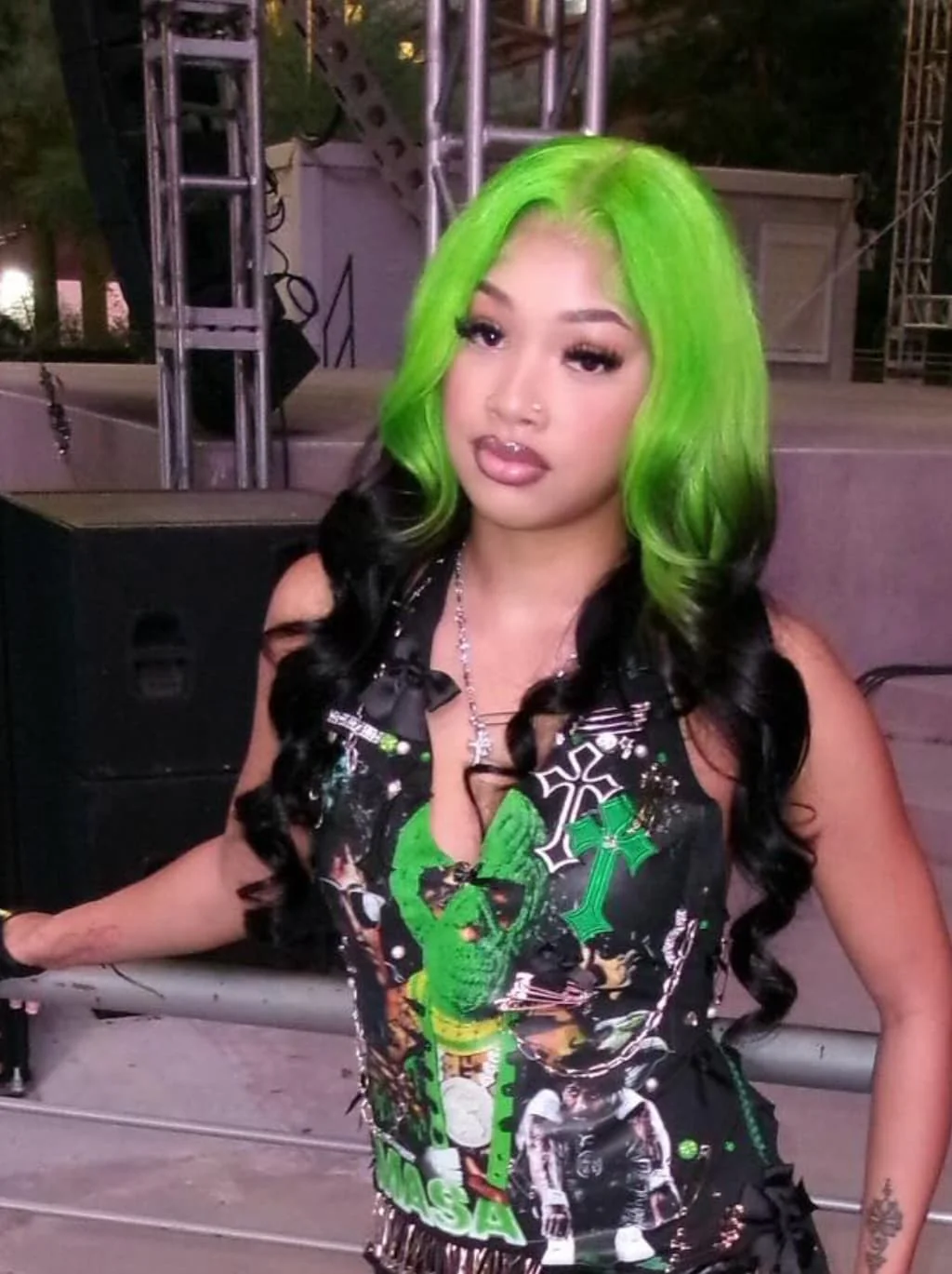Dorsanee Ombre Green Black 13x4 Lace Front Human Hair Wigs 200 Density - Image 2