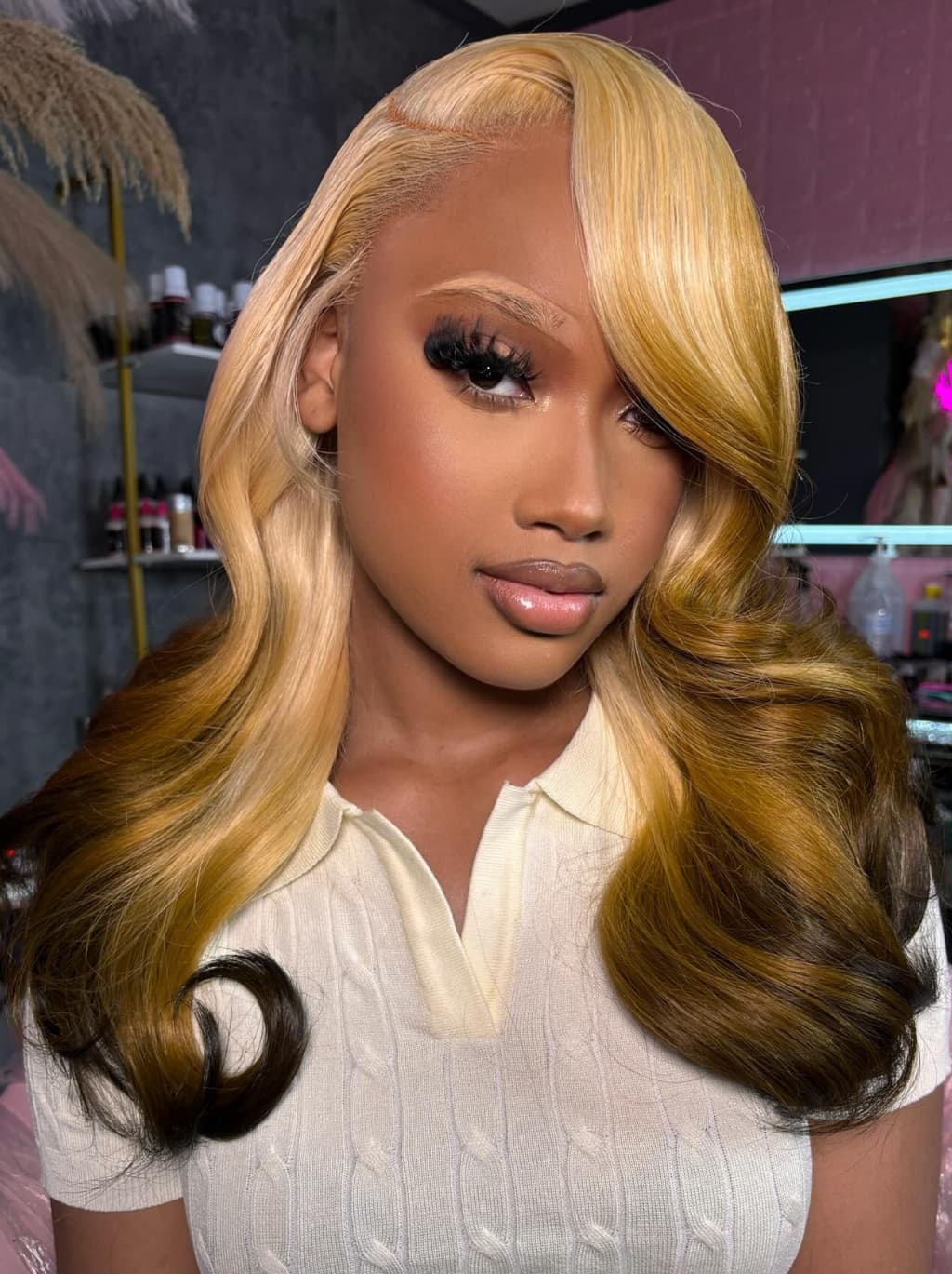 Dorsanee Ombre Honey Blonde Dark Brown 13x4 Lace Front Human Hair Wigs - Image 3