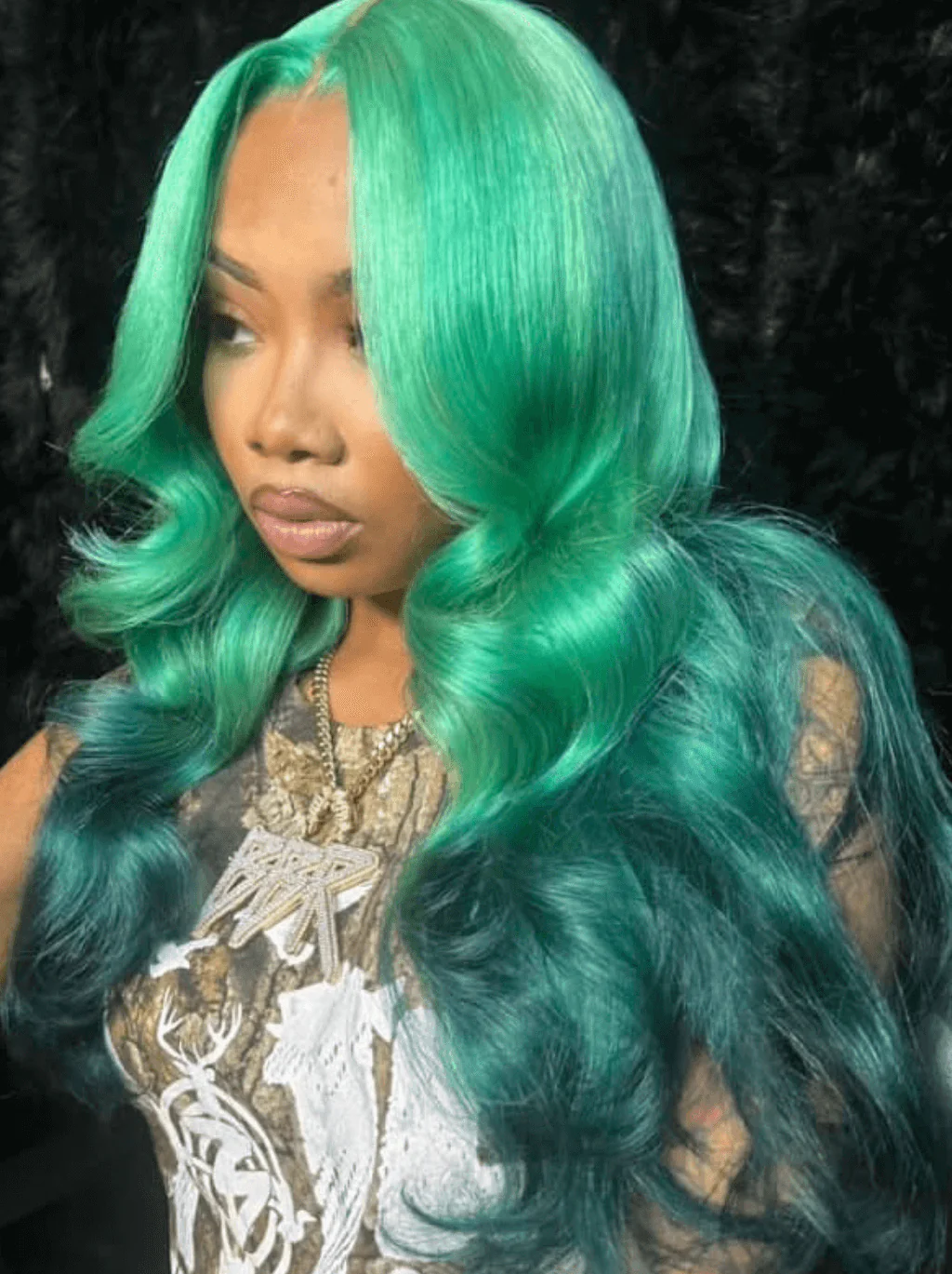 Dorsanee Ombre Light Emerald Green 200 Density 13x4 Lace Front Human Hair wig - Image 2