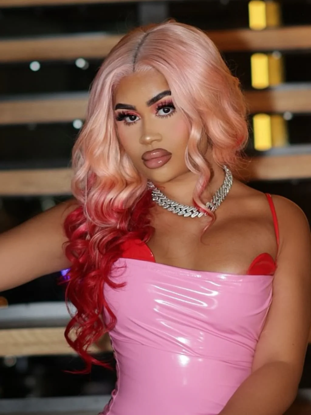 Dorsanee Ombre Pastel Pink Burgundy Red 13x4 Lace Front Virgin Human Hair Wig