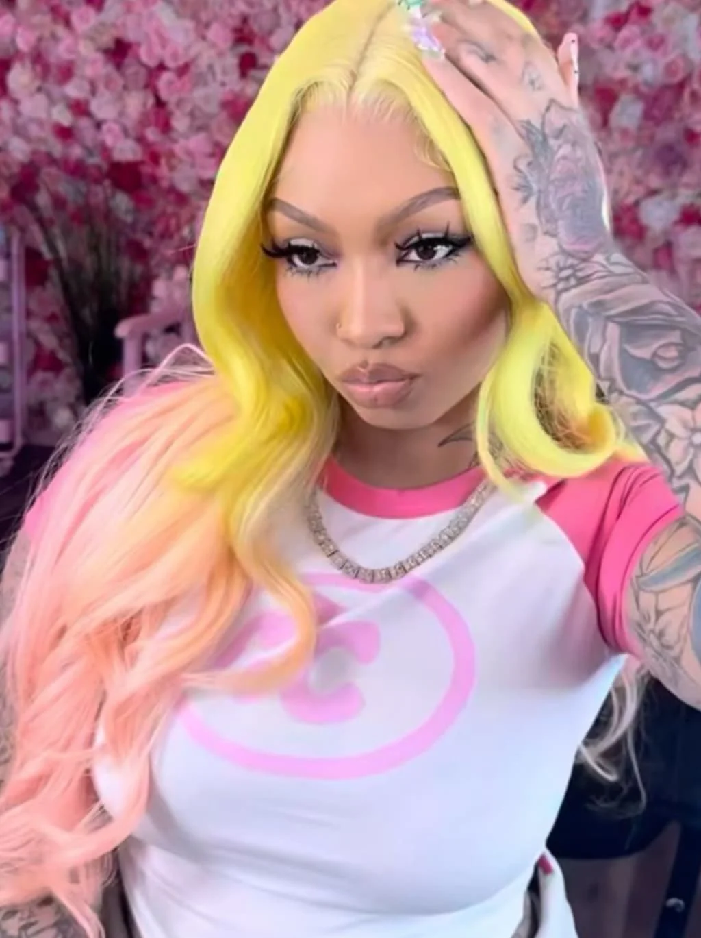 Dorsanee Ombre Pastel Yellow Pink 13x4 Lace Front Virgin Human Hair Wigs 200 Density - Image 3