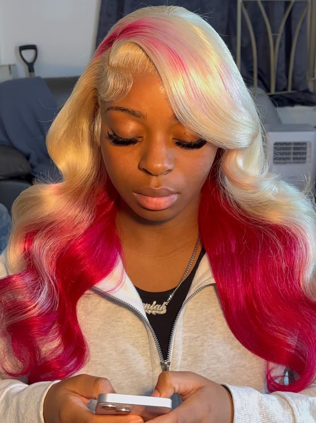 Dorsanee Peekaboo 613 Blonde Burgundy Red Highlights 13x4 Lace Front Human Hair Wigs 200 Density