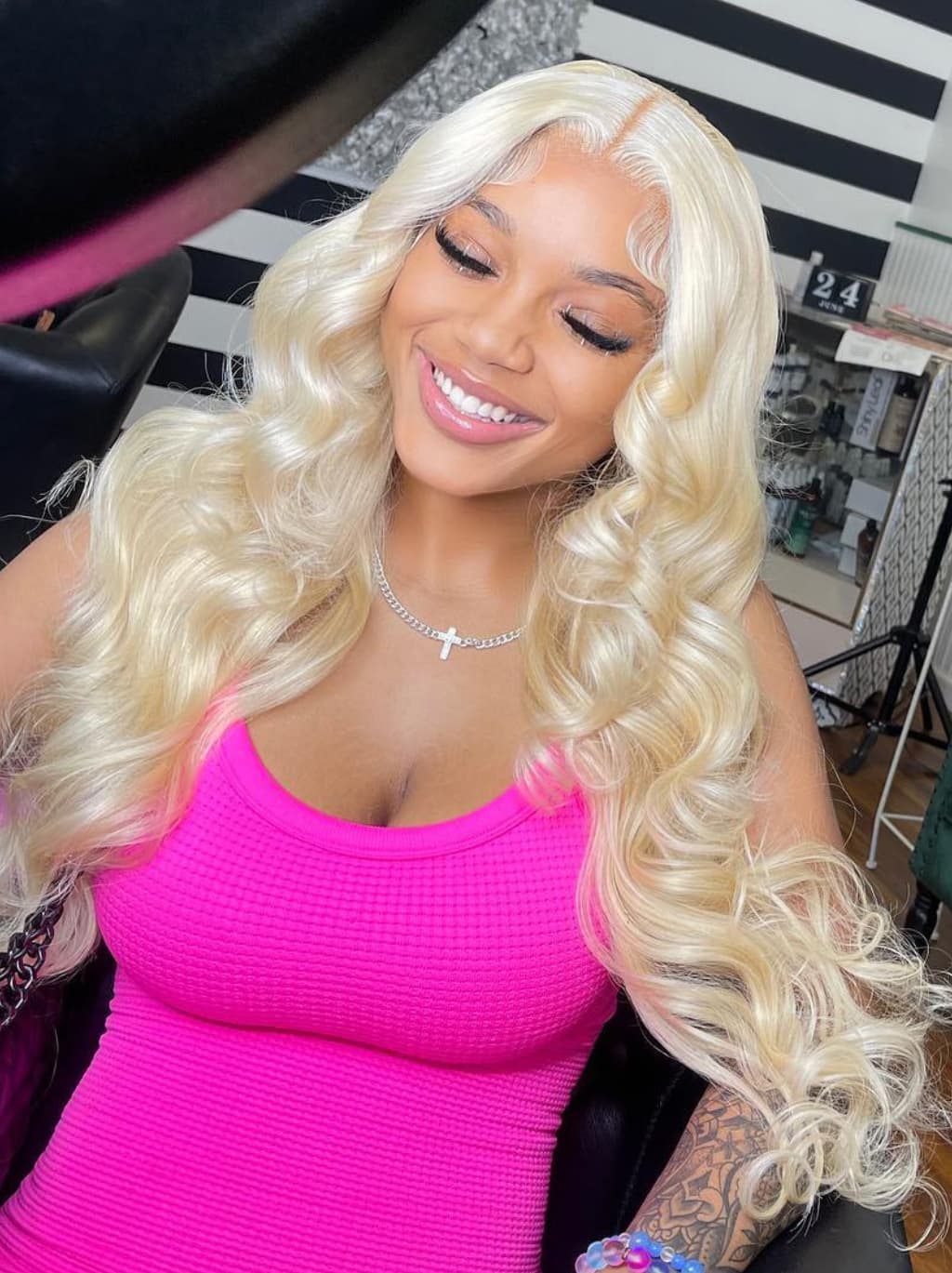 Dorsanee Platinum 613 Blonde 13x4 Lace Front Virgin Human Hair Wigs - Image 3