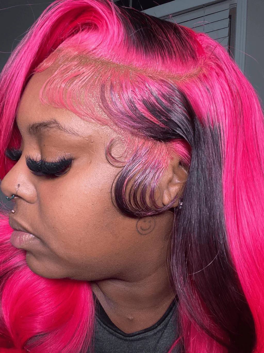 Dorsanee Red With Black Highlight Streaks Lace Front Huamn Hair Wig - Image 4