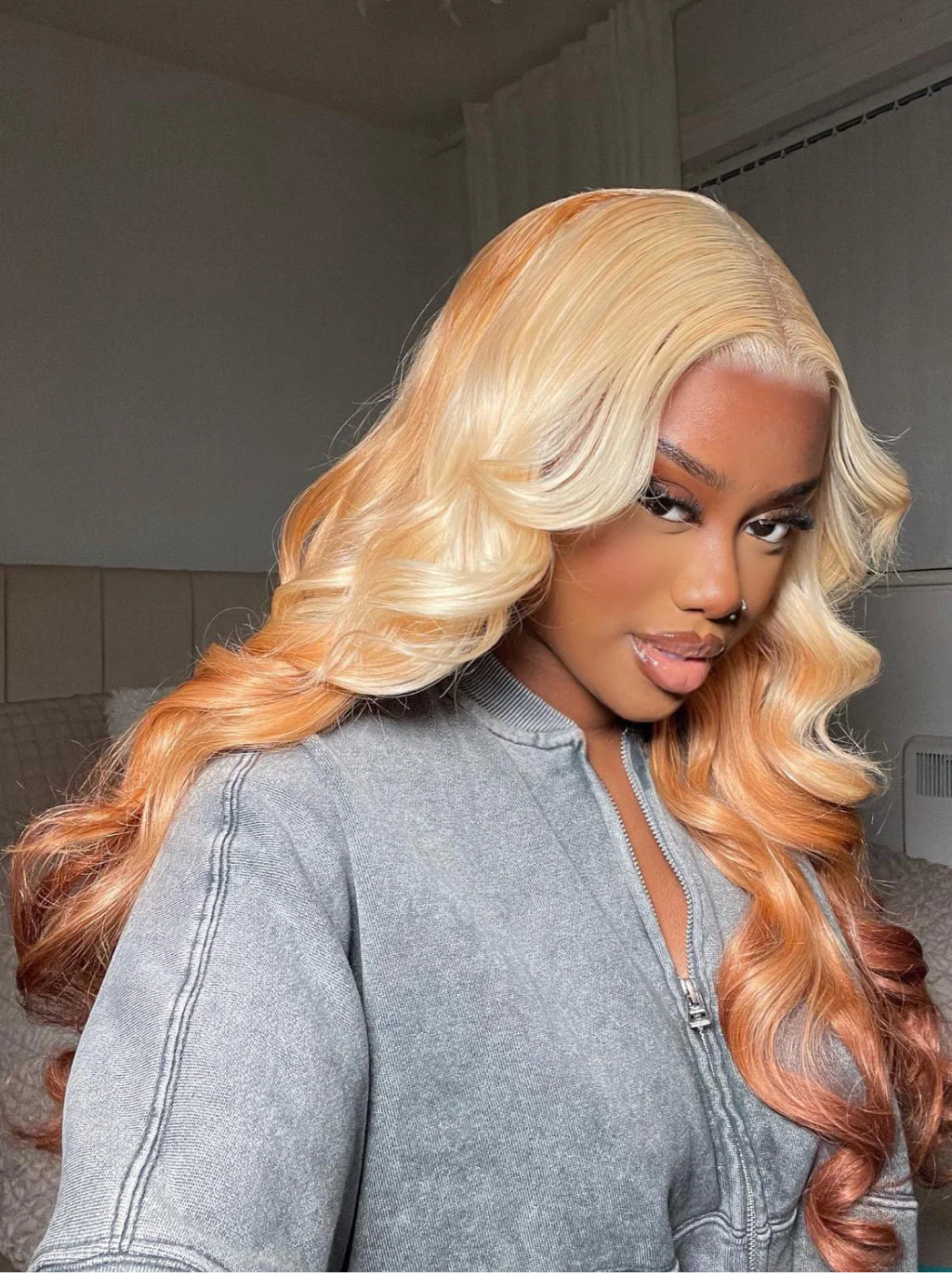 Dorsanee Reverse Ombre Blonde Light Brown 13x4 Lace Front Body Wave Human Hair Wigs - Image 4