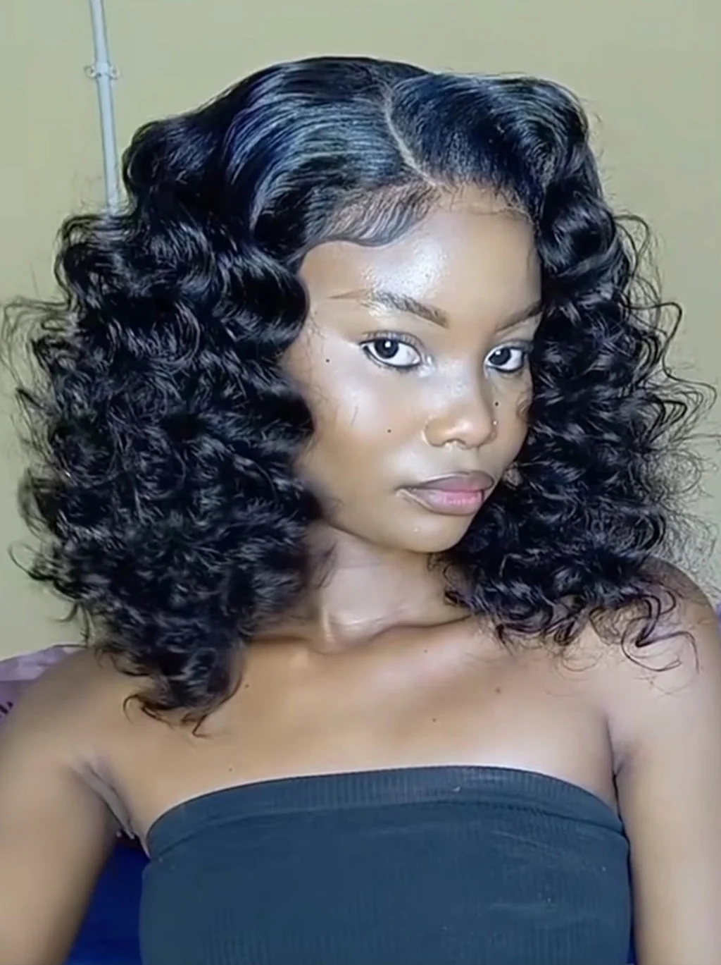 Dorsanee Short Bob Tight Loose Curls 13x4 Lace Front Human Hair Wigs - Image 3