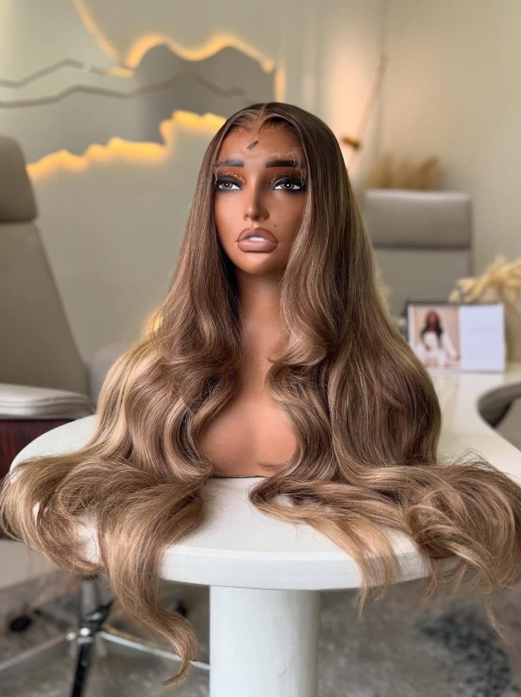 Dorsanee Strawberry Honey Blonde Brown Highlights 13x4 Lace Front Human Hair Wigs 200 Density - Image 2