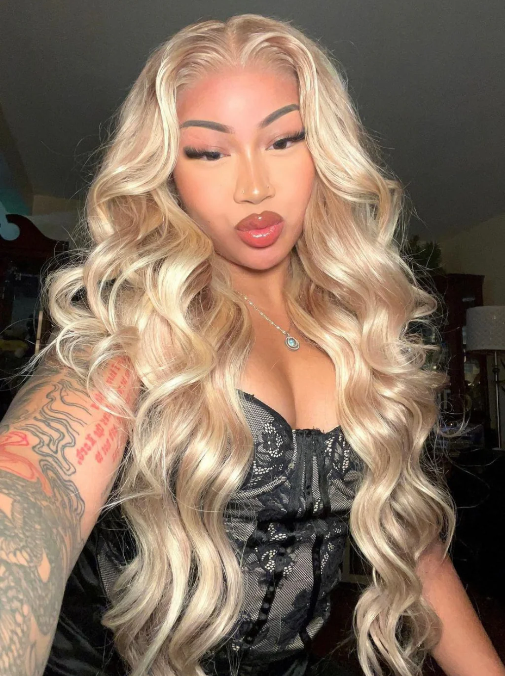 Dorsanee Tea Light Brown Blonde Highlight Body Wave Hair Wigs 200 Densitys - Image 3