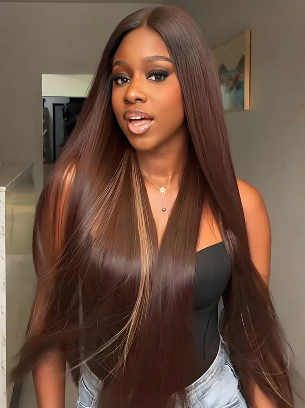 Dorsanee Vietnamese Brown Bone Straight 13x4 Lace Front Human Hair Wigs - Image 5