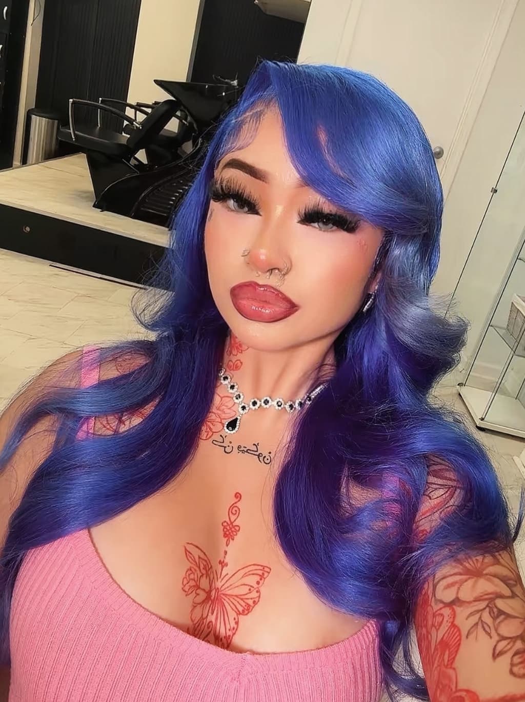 Dorsanee Violet Blue 13x4 Lace Front Virgin Human Hair Wigs 200 Density - Image 2