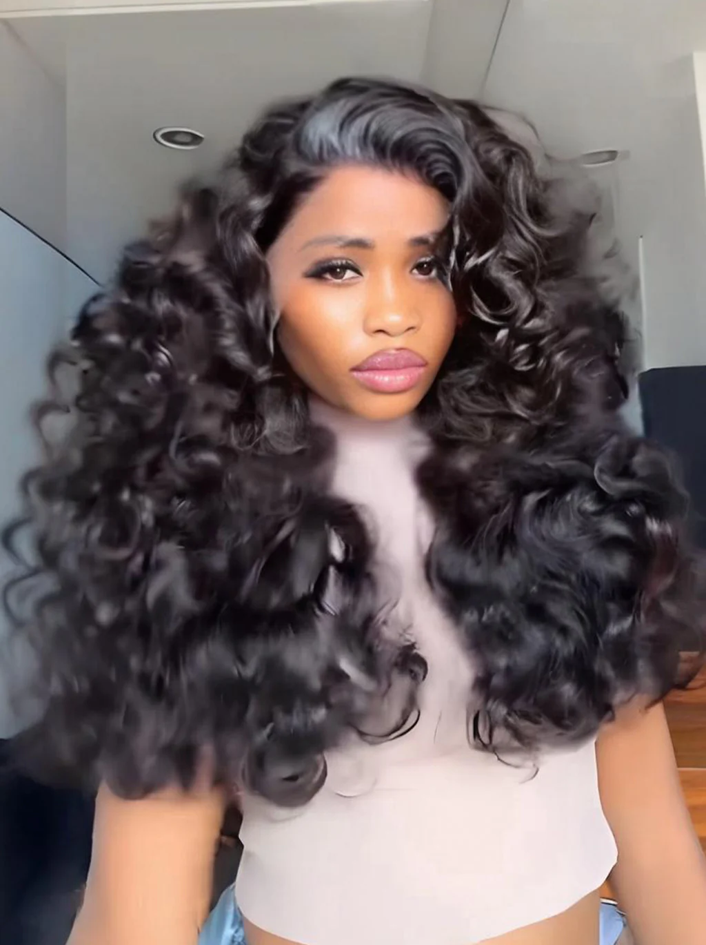 Dorsanee Voluminous Bouncy Loose Curls 13x4 Lace Front Human Hair Wig 250 300 Density - Image 2