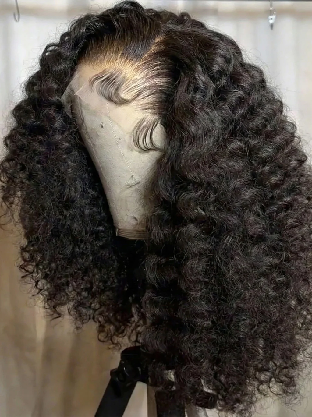 Dorsanee Natural Bouncy Tight Loose Deep Curls Short Bob 13x4 Lace Front Human Hair Wigs - Image 3